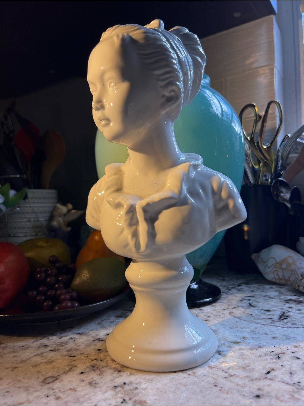 White Ceramic Bust Sculpture - Classic Home Accent, View each photo